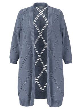 Splendid Long Open Knit Duster Cardigan Blue Cottagecore Lagenlook Boho Sz S